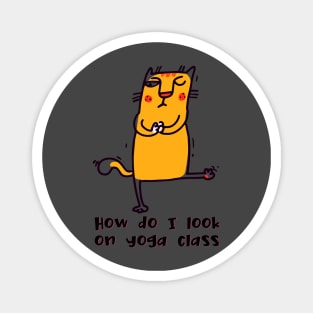 How do I look on yoga class funny yoga and cat drawing Magnet